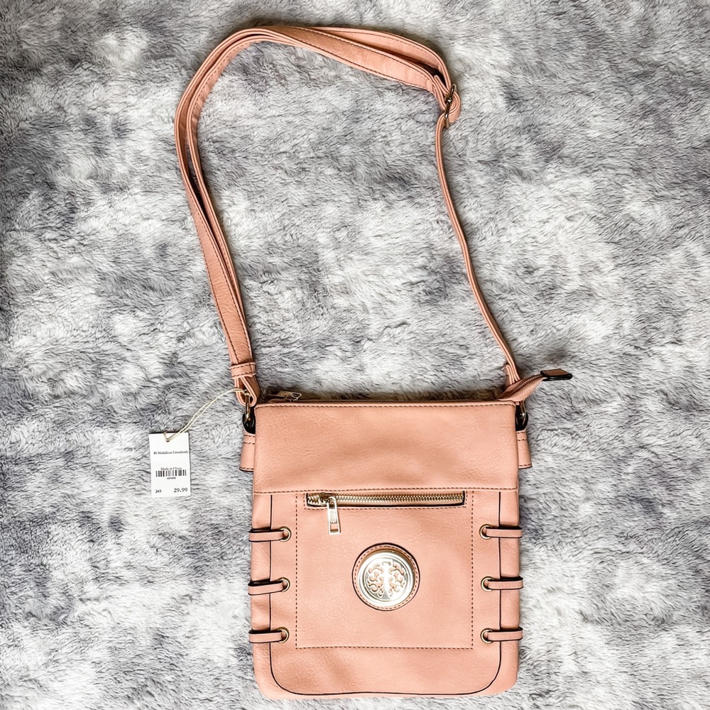Salmon colored crossbody bag